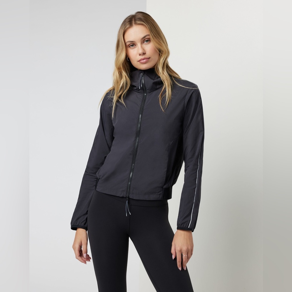Vuori Black Lightweight Zip-Up Jacket with Reflective Trim
